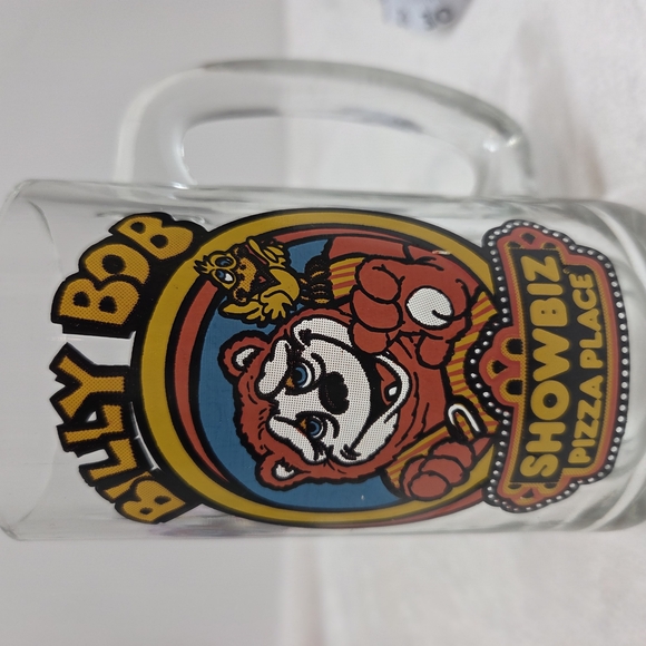American Vintage Other - SOLD   VTG 80s BILLY BOB Showbiz Pizza Place Band Glass Stein Mug w/ Handle RARE